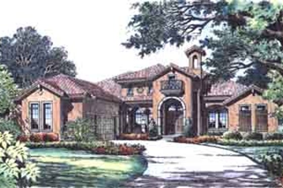 Exterior - Front Elevation for European House Plan #135-133 - 2 bed, 2.5 bath