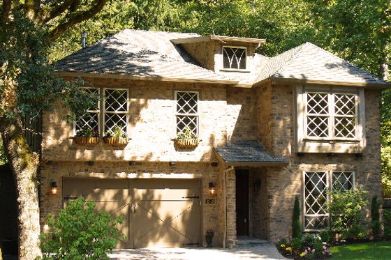 Exterior - Front Elevation for European House Plan #487-5 - 4 bed, 3 bath