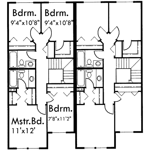 Traditional Floor Plan - Upper Floor Plan #303-355