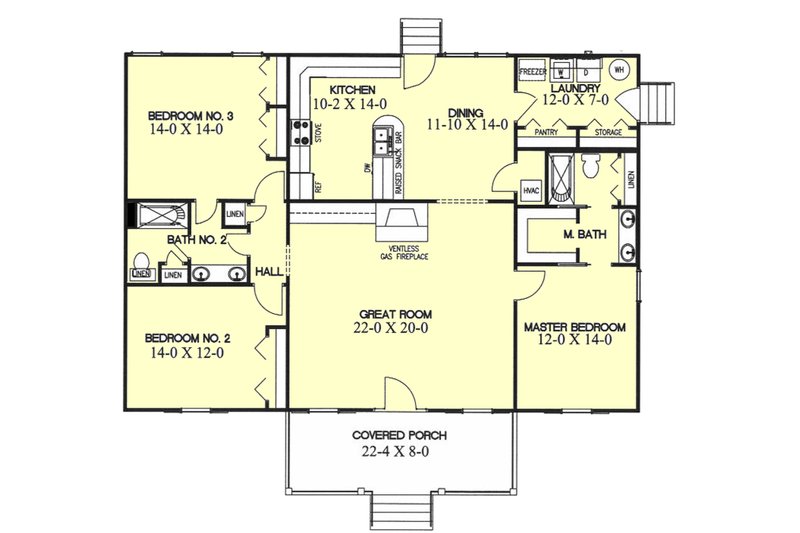 Ranch Style House Plan 3 Beds 2 Baths 1700 Sq/Ft Plan