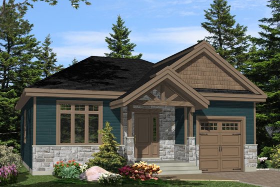 Exterior - Front Elevation for Craftsman House Plan #138-359 - 2 bed, 1 bath