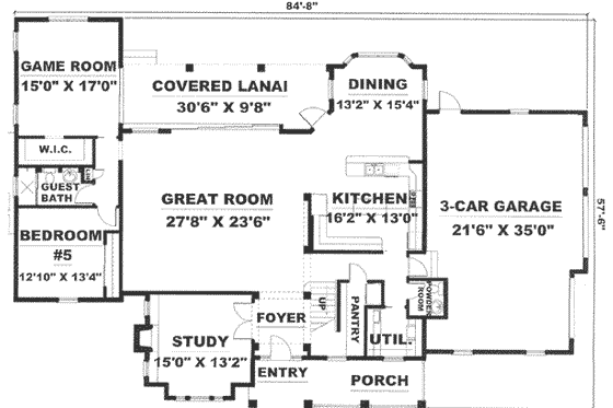 Floor Plan - Main Floor for Country House Plan #27-252 - 5 bed, 5.5 bath