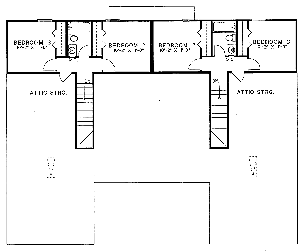Traditional Floor Plan - Upper Floor Plan #17-1050