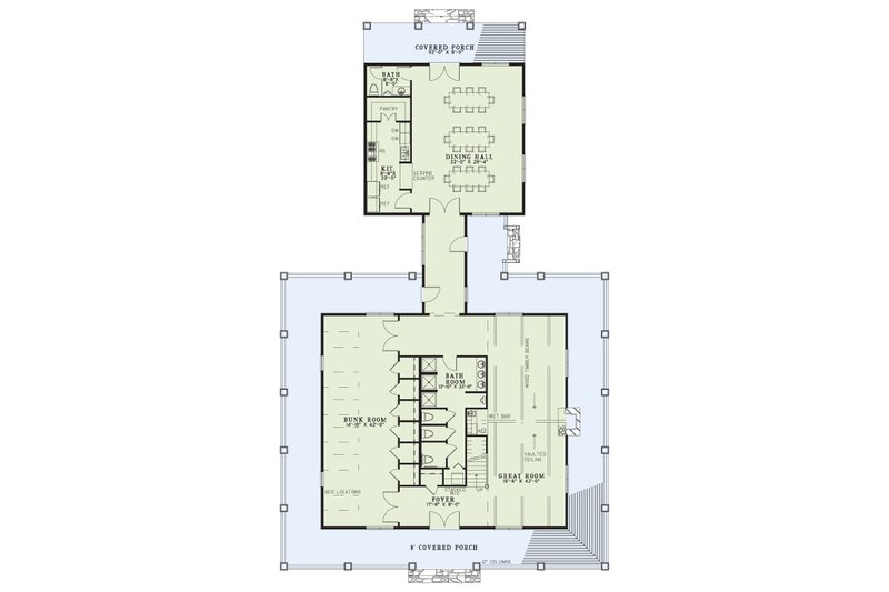 Architectural House Design - Floor Plan - Main Floor for Country House Plan #17-2917 - 10 bed, 3.5 bath