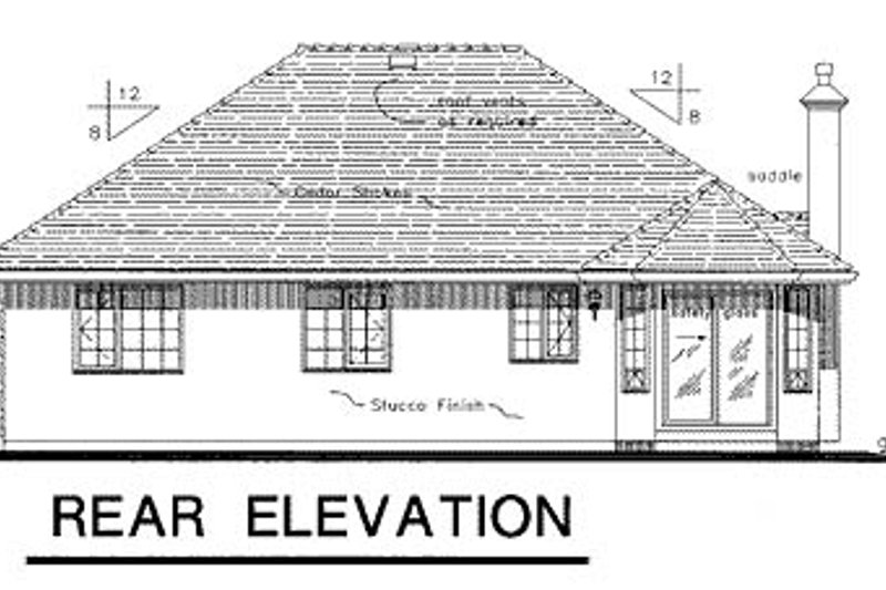 House Blueprint - Exterior - Rear Elevation for Traditional House Plan #18-183 - 3 bed, 2 bath