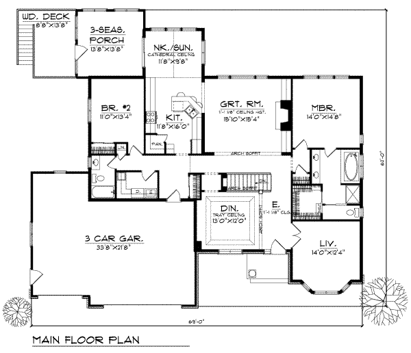 House Plan Design - Traditional Floor Plan - Main Floor Plan #70-366