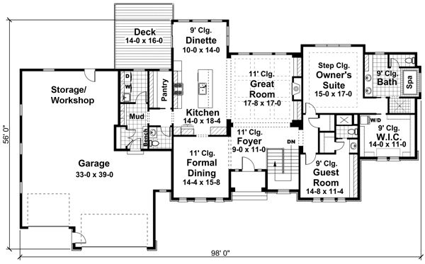 European Floor Plan - Main Floor Plan #51-525