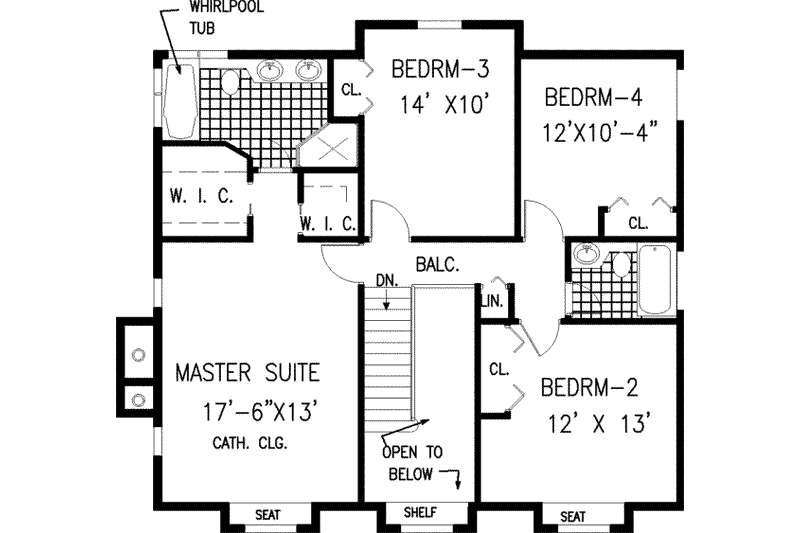 Dream House Plan - Floor Plan - Upper Floor for Colonial House Plan #3-180 - 5 bed, 3 bath