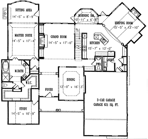 Architectural House Design - European Floor Plan - Main Floor Plan #54-167