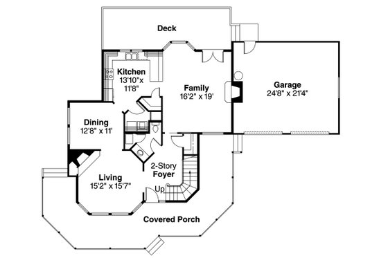 Floor Plan - Main Floor for Traditional House Plan #124-404 - 3 bed, 2.5 bath