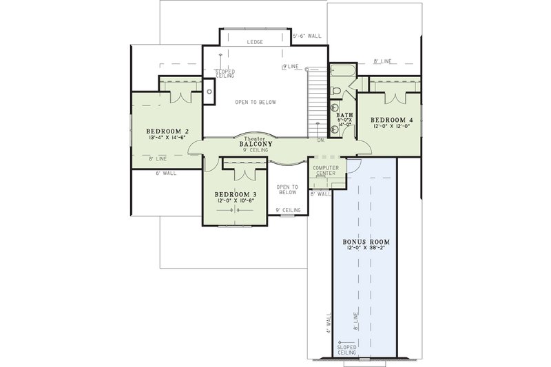 House Blueprint - Floor Plan - Upper Floor for Country House Plan #17-3463 - 4 bed, 2.5 bath