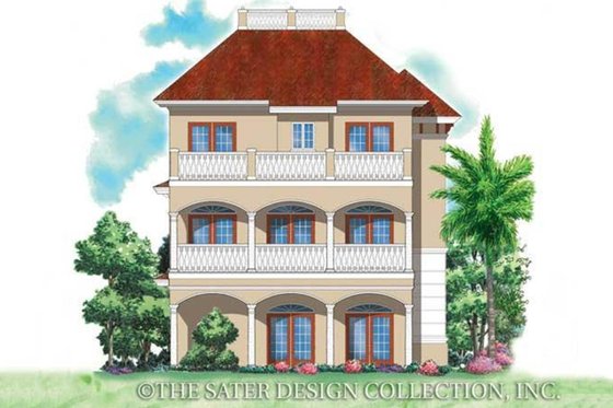 Exterior - Rear Elevation for Mediterranean House Plan #930-167 - 3 bed, 2.5 bath