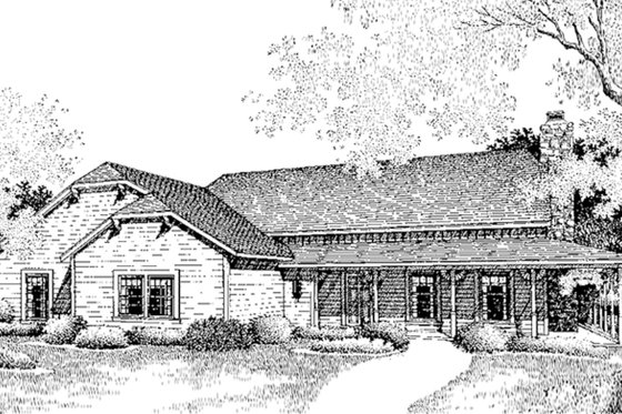 Exterior - Front Elevation 3 for Country House Plan #45-432 - 3 bed, 2.5 bath