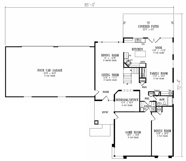 Adobe / Southwestern Floor Plan - Main Floor Plan #1-822