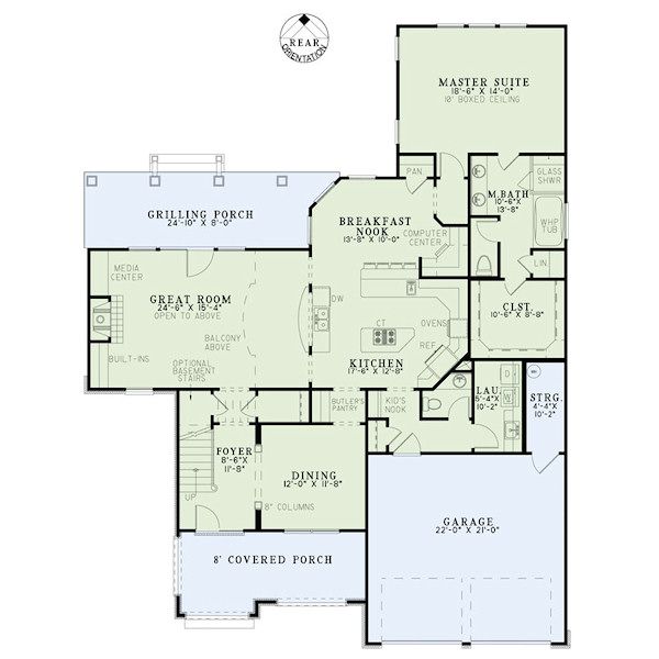 Architectural House Design - European Floor Plan - Main Floor Plan #17-2415