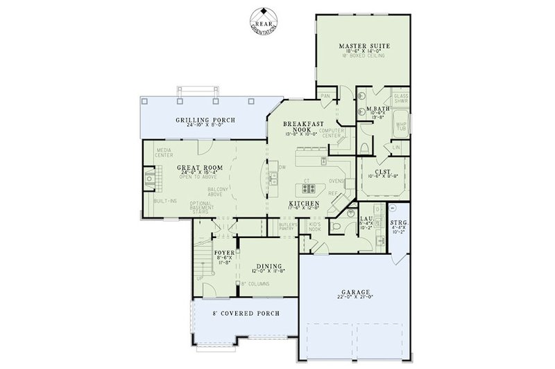 Home Plan - Floor Plan - Main Floor for European House Plan #17-2415 - 3 bed, 2.5 bath