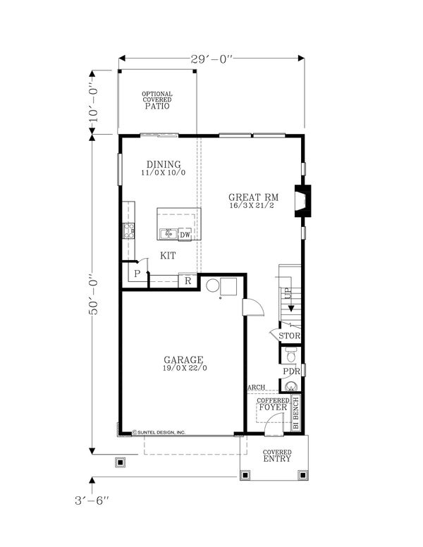 House Blueprint - Craftsman Floor Plan - Main Floor Plan #53-630
