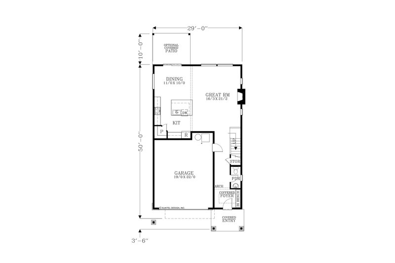 House Blueprint - Floor Plan - Main Floor for Craftsman House Plan #53-630 - 4 bed, 2.5 bath