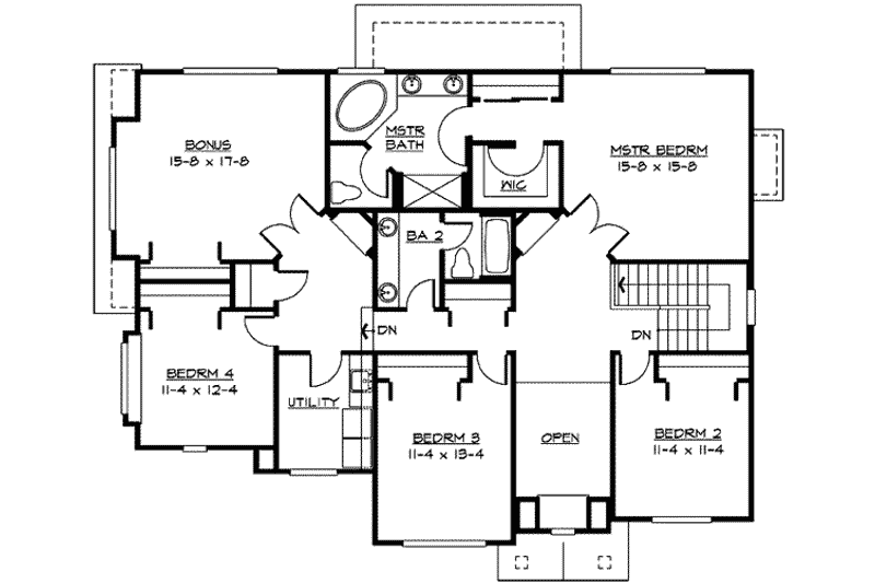 Home Plan - Floor Plan - Upper Floor for Craftsman House Plan #132-141 - 4 bed, 2.5 bath