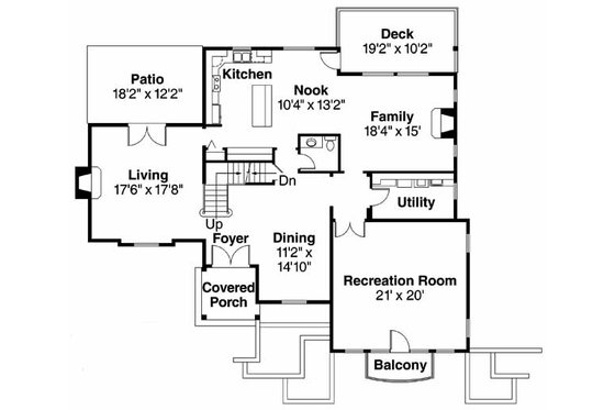 Floor Plan - Main Floor for European House Plan #124-542 - 4 bed, 3.5 bath