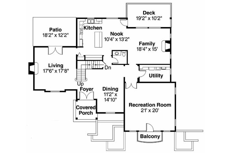 Home Plan - Floor Plan - Main Floor for European House Plan #124-542 - 4 bed, 3.5 bath