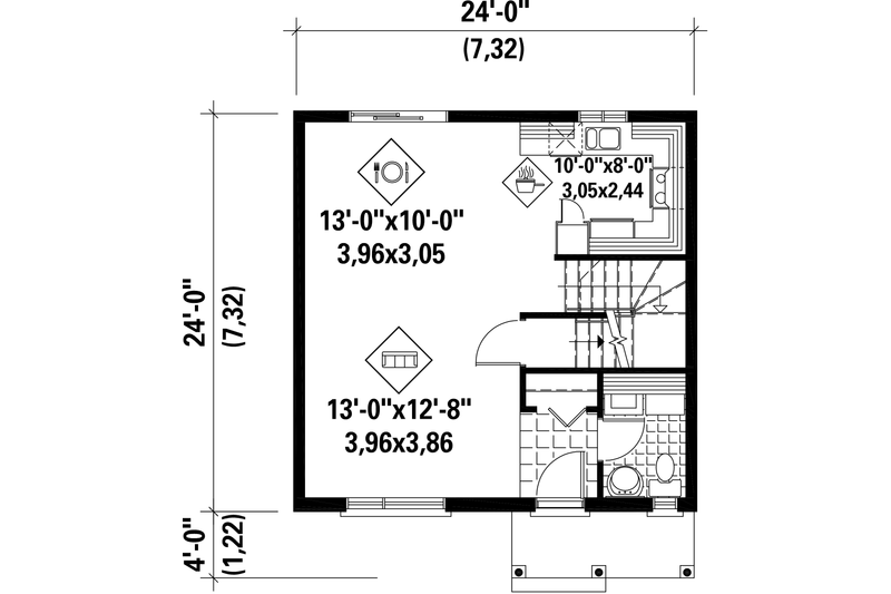 Dream House Plan - Floor Plan - Main Floor for Contemporary House Plan #25-4582 - 3 bed, 1 bath