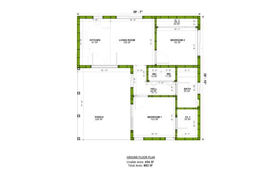 Floor Plan - Main Floor for Cabin House Plan #1106-118 - 1 bed, 1 bath