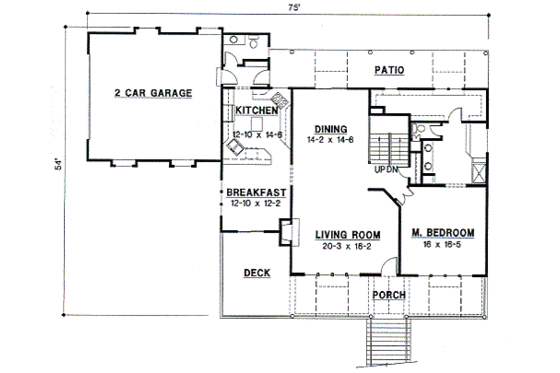 Floor Plan - Main Floor for Traditional House Plan #67-406 - 3 bed, 3 bath