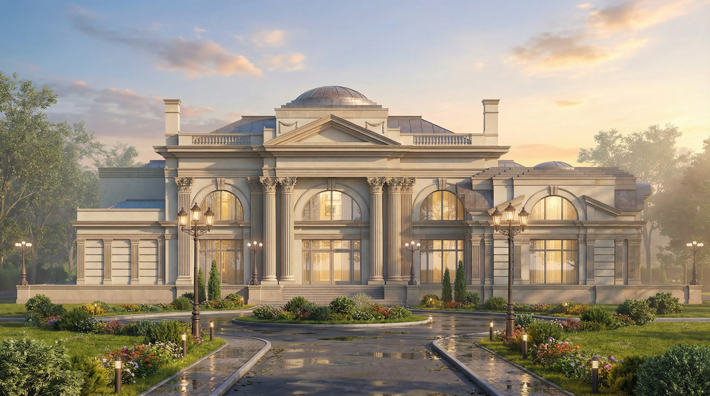 Exterior - Front Elevation 2 for Classical House Plan #119-164 - 5 bed, 6.5 bath