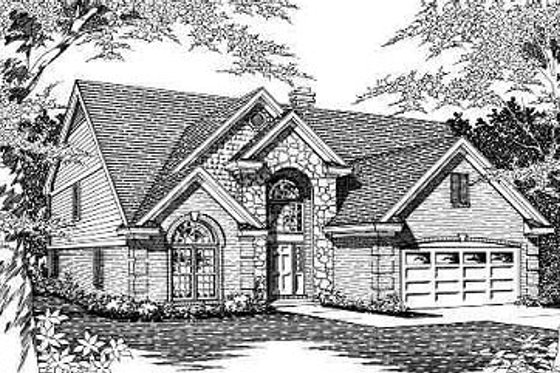 Exterior - Front Elevation for European House Plan #329-259 - 4 bed, 2.5 bath