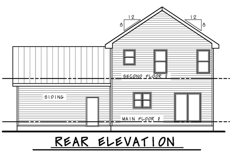 House Design - Exterior - Rear Elevation for Farmhouse House Plan #20-2642 - 3 bed, 2.5 bath