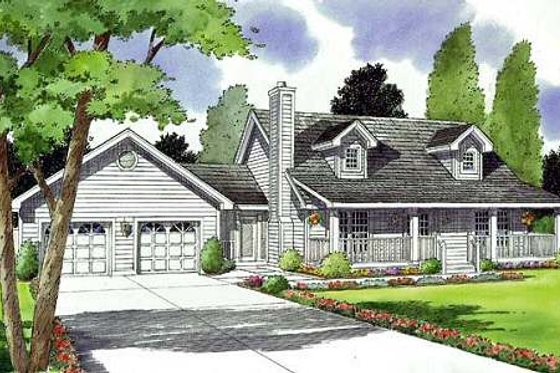 Exterior - Front Elevation for Country House Plan #312-516 - 3 bed, 2 bath