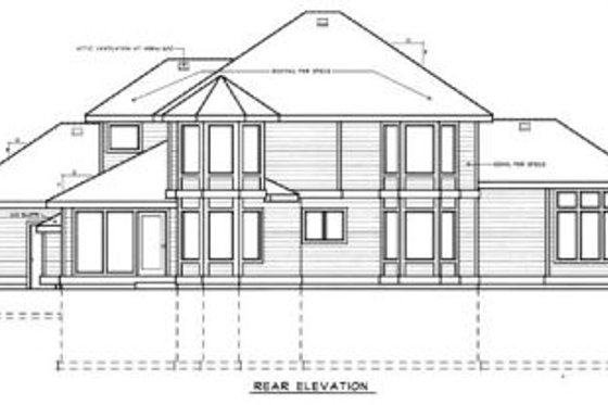 Exterior - Rear Elevation for Country House Plan #97-207 - 4 bed, 3 bath