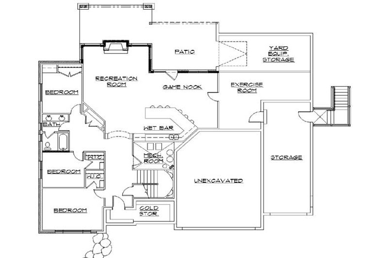 Home Plan - Floor Plan - Lower Floor for European House Plan #5-369 - 6 bed, 3.5 bath