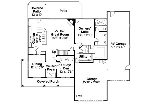 Architectural House Design - Country Floor Plan - Main Floor Plan #124-604