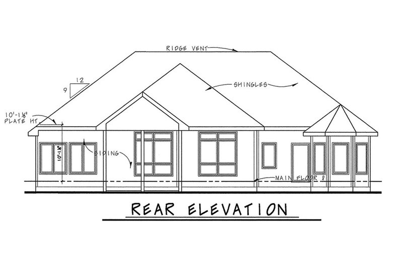 House Design - Exterior - Rear Elevation for Traditional House Plan #20-2088 - 2 bed, 2.5 bath
