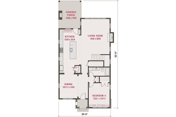 Floor Plan - Main Floor for Tudor House Plan #461-98 - 4 bed, 3 bath
