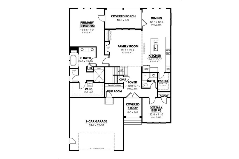 House Blueprint - Floor Plan - Main Floor for Craftsman House Plan #1080-27 - 5 bed, 4 bath