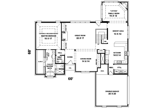Floor Plan - Main Floor for European House Plan #81-571 - 4 bed, 3.5 bath