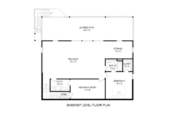 Floor Plan - Lower Floor for Barndominium House Plan #932-264 - 4 bed, 3.5 bath