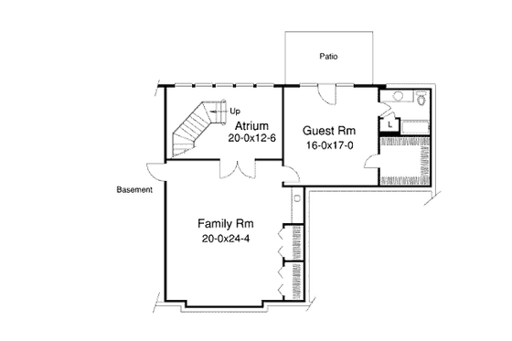 Floor Plan - Lower Floor for Ranch House Plan #57-307 - 3 bed, 2.5 bath