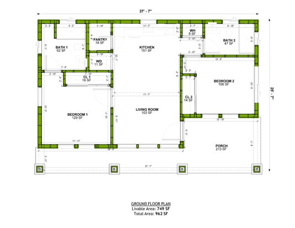Craftsman Floor Plan - Main Floor Plan #1106-135