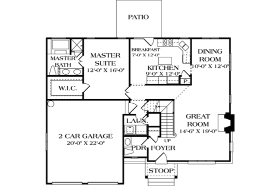 Floor Plan - Main Floor for European House Plan #453-70 - 3 bed, 2 bath