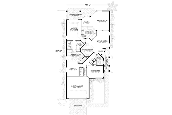 Floor Plan - Main Floor for Mediterranean House Plan #420-262 - 3 bed, 2 bath