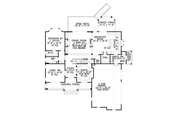 Floor Plan - Main Floor for Craftsman House Plan #54-433 - 4 bed, 5 bath