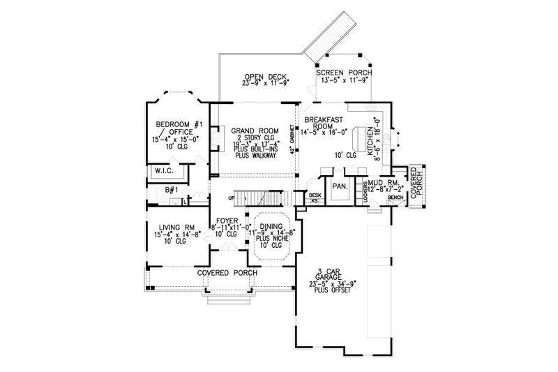 House Plan Design - Floor Plan - Main Floor for Craftsman House Plan #54-433 - 4 bed, 5 bath