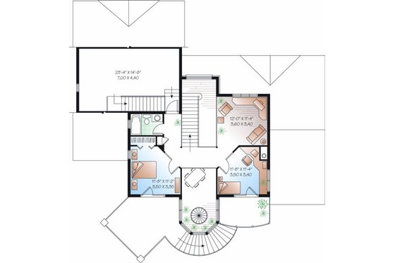 Floor Plan - Upper Floor for Victorian House Plan #23-725 - 3 bed, 2.5 bath
