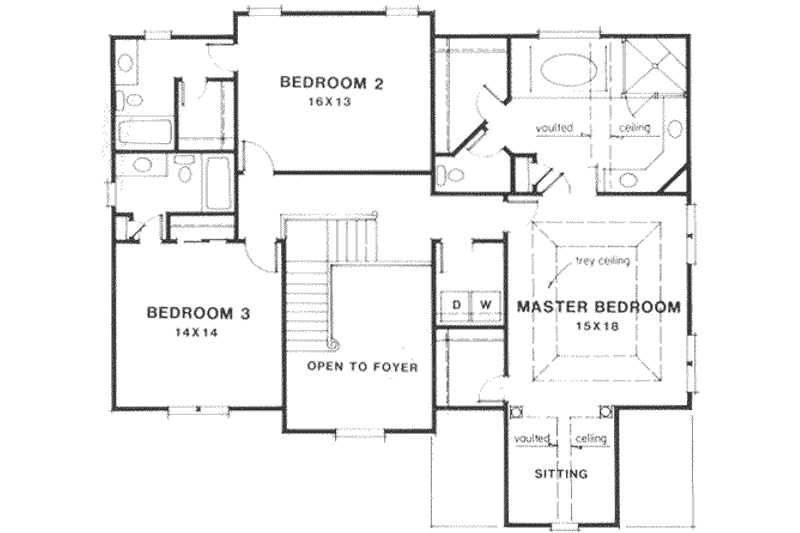 Dream House Plan - Floor Plan - Upper Floor for Southern House Plan #129-137 - 3 bed, 3.5 bath