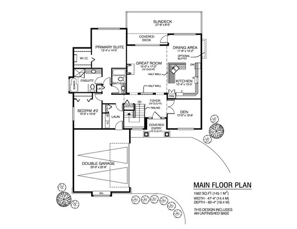 House Design - Floor Plan - Main Floor for Craftsman House Plan #1100-145 - 2 bed, 2 bath