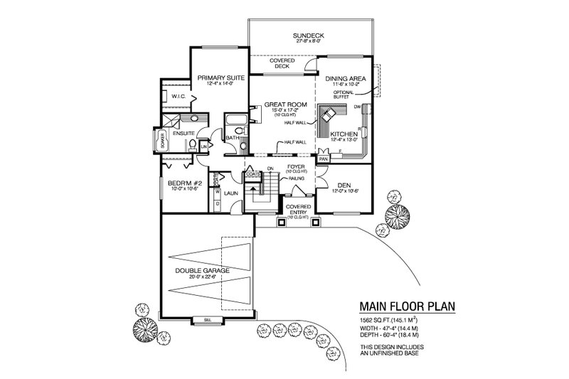 House Design - Floor Plan - Main Floor for Craftsman House Plan #1100-145 - 2 bed, 2 bath
